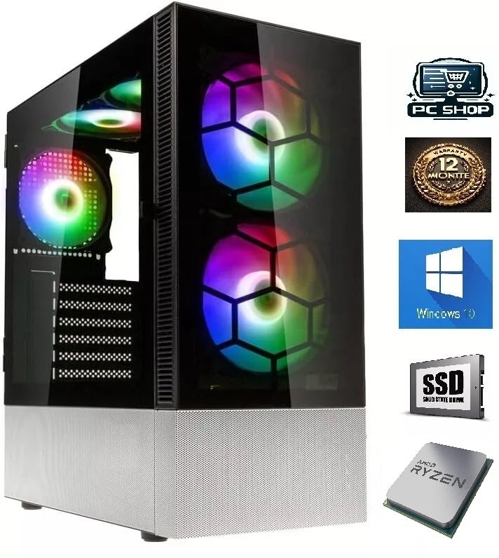 Gaming-PC AMD Ryzen | 16GB RAM | Radeon RX 580 | 256GB SSD | RGB | Windows 10